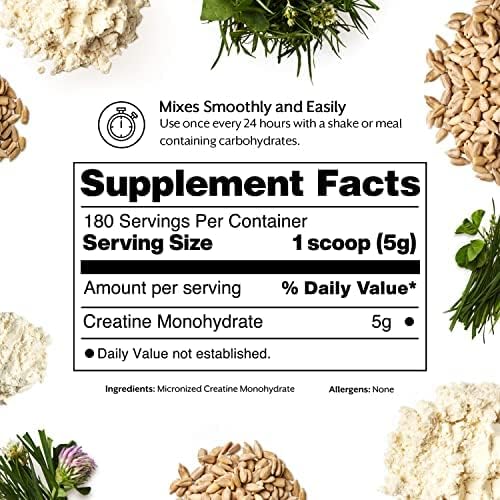ProMix Creatine Monohydrate Powder, Unflavored - 180 Servings, 5g of Micronized Creatine per Serving - Increase Muscle Gain, Strength & Power & Supports Recovery - Gluten-Free