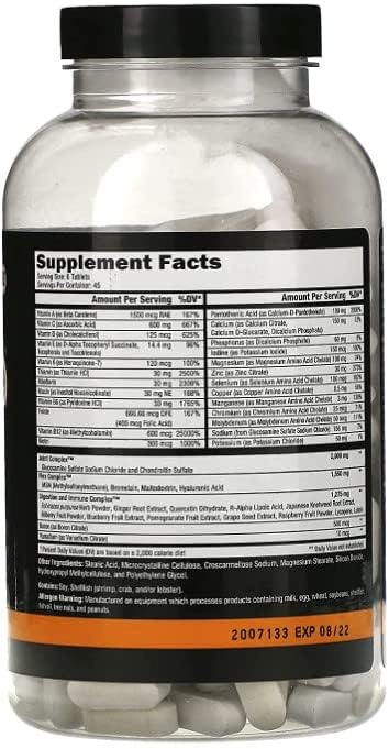 CONTROLLED LABS Orange Triad Daily Multivitamin, Iron Free Sports Supplement for Workout, Digestion, Immune, and Joints, 45 serv Muscle Building and Recovery Tablets