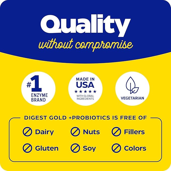 Enzymedica Digest Gold + Probiotics, 2-in-1 Formula for Gut Health, Digestive Enzymes & 1.5 Billion Active Probiotic Cultures, 90 Count