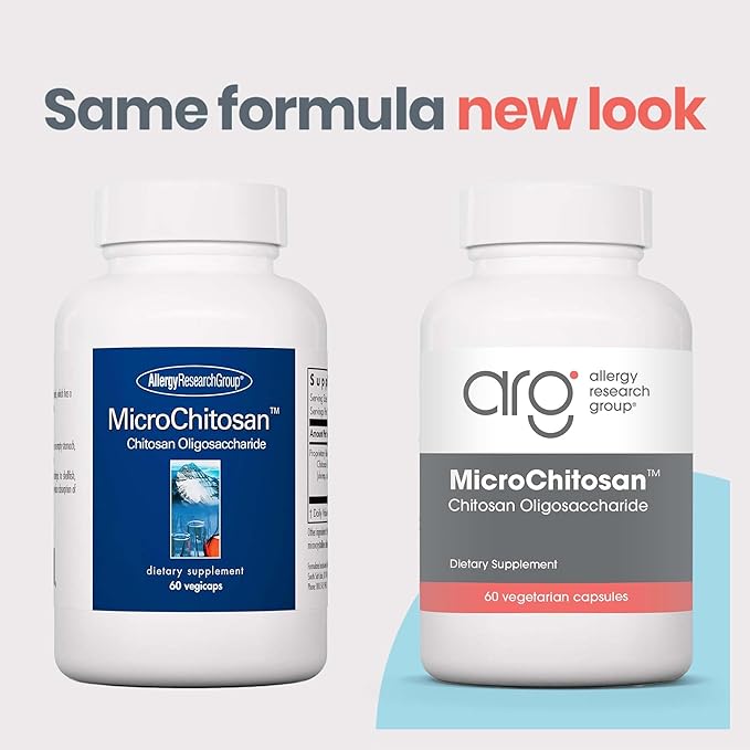Allergy Research Group MicroChitosan Supplement - Chitosan, Chitosan Oligosaccharide, Cleansing Support Binder, Enhanced Detoxification, 1800mg Vegetarian Pills - 60 Count