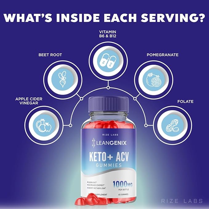 (3 Pack) Leangenix Keto ACV Gummies, Leangenix Keto + ACV for Advanced Weight Loss, Leangenix Keto to Burn Fat and Use as Main Source of Energy, Leangenix Gomitas, Supplement Review (180 Gummies)