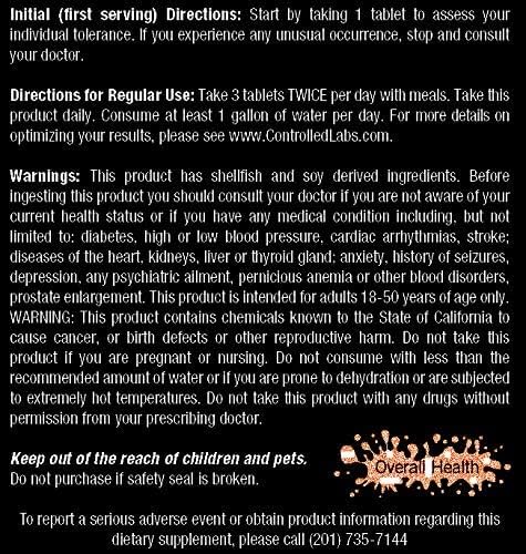 CONTROLLED LABS Orange Triad Daily Multivitamin, Iron Free Sports Supplement for Workout, Digestion, Immune, and Joints, 45 serv Muscle Building and Recovery Tablets