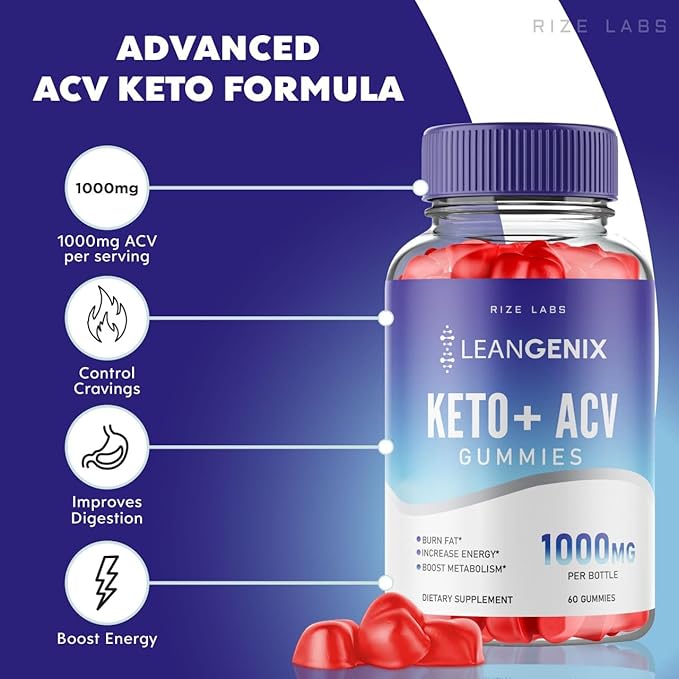 (3 Pack) Leangenix Keto ACV Gummies, Leangenix Keto + ACV for Advanced Weight Loss, Leangenix Keto to Burn Fat and Use as Main Source of Energy, Leangenix Gomitas, Supplement Review (180 Gummies)