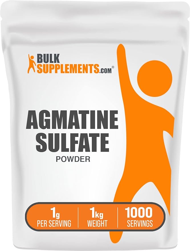 BulkSupplements.com Agmatine Sulfate Powder - Nitric Oxide Supplement, Agmatine Sulfate 1000mg - Unflavored & Gluten Free, 1000mg per Serving, 1kg (2.2 lbs) (Pack of 1)