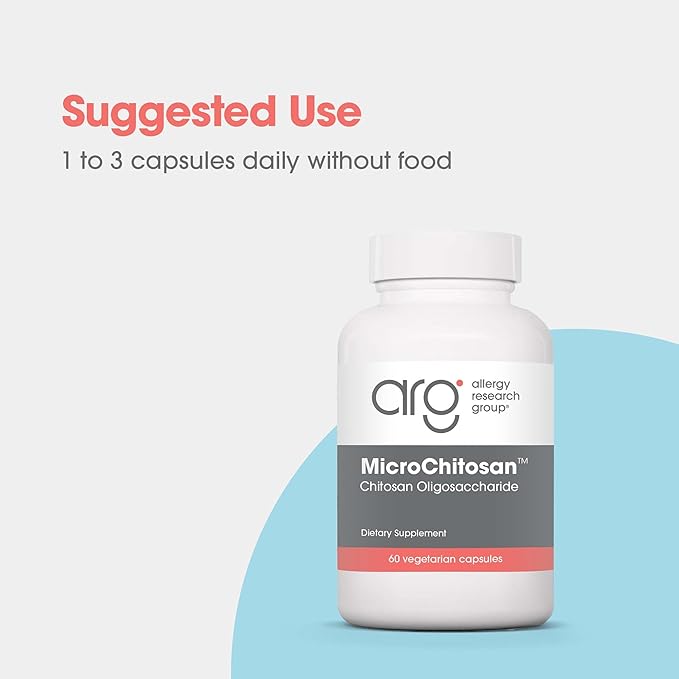 Allergy Research Group MicroChitosan Supplement - Chitosan, Chitosan Oligosaccharide, Cleansing Support Binder, Enhanced Detoxification, 1800mg Vegetarian Pills - 60 Count