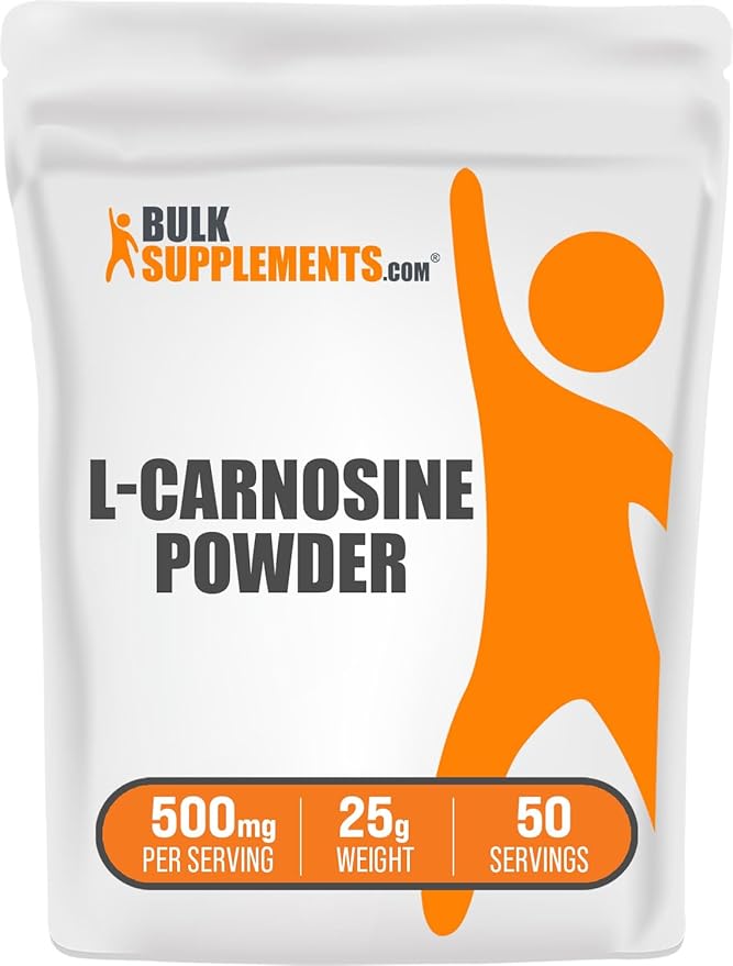 BulkSupplements.com L-Carnosine Powder - Carnosine Supplement, Carnosine 500mg - Amino Acid Supplement, Gluten Free, 500mg per Serving, 25g (0.88 oz) (Pack of 1)