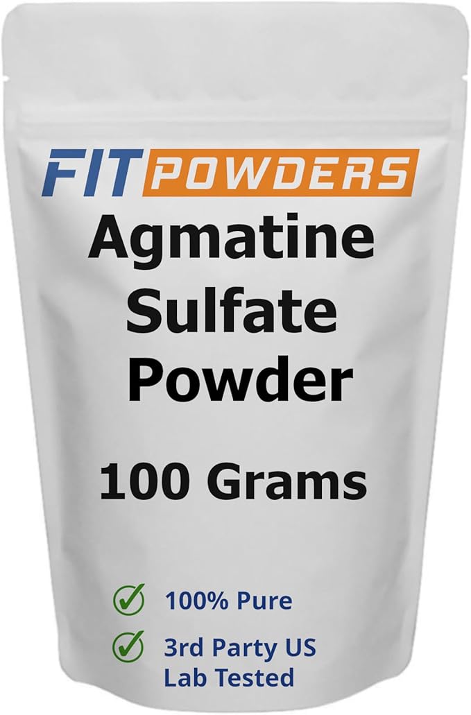 Agmatine Sulfate Powder 100 Grams (Multiple Sizes) Strength and Pump (Nitric Oxide) 100% Pure Agmatine Powder, Vegan, Gluten-Free
