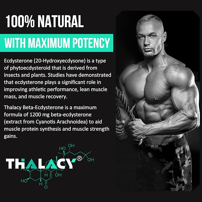 1200MG Beta Ecdysterone Supplement, 98% Maximum Purity Ecdysterone Supplements for Lean Muscle Mass, Athletic Performance & Strength, 120 Capsules