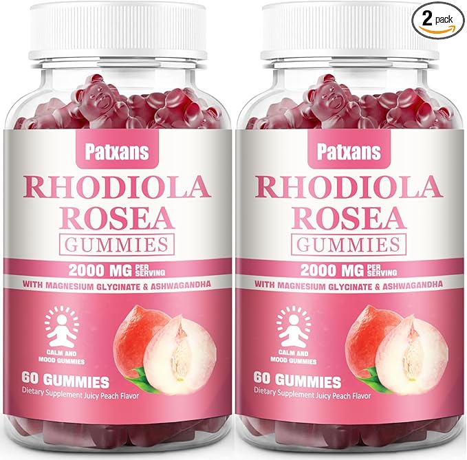2 Packs 2000MG Sugar Free Rhodiola Rosea Gummies -Rhodiola Supplement &Cortisol Reducer for Endurance, Mood &Stress, Sleep& Fatigue Relief Support, Non-GMO, 120 Tablets Vegetarian Chews