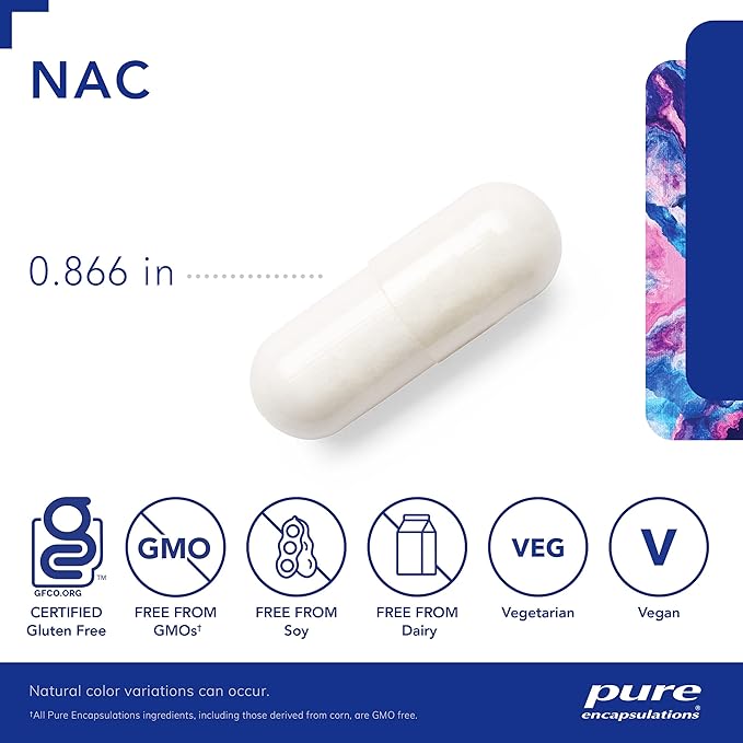 Pure Encapsulations NAC 600 mg - N-Acetyl Cysteine NAC Supplement for Lung Health & Immune Support, Liver Support & Antioxidants* - with Freeform N-Acetyl-L-Cysteine - 30 Capsules
