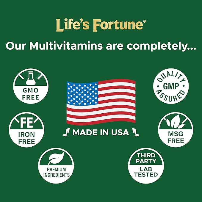 Life's Fortune Multivitamin & Mineral, All Natural Energy Source Supplying Whole Food Concentrates, Antioxidants, Amino Acids, Enzymes, Trace Minerals & More, 180 Tab