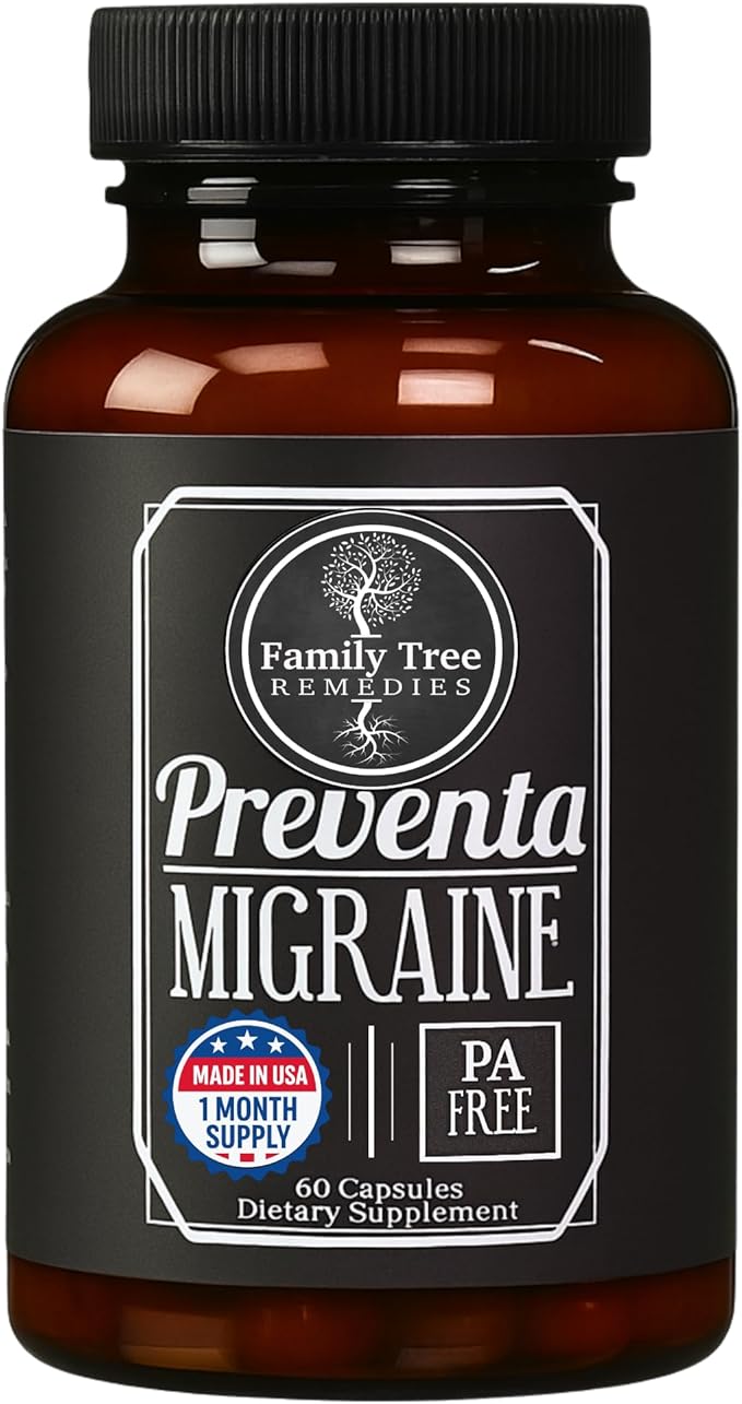Preventa Migraine Relief Supplement – PA-Free Butterbur, Magnesium, Riboflavin, Feverfew – Daily Headache Prevention – 60 Capsules-VitarraWellness