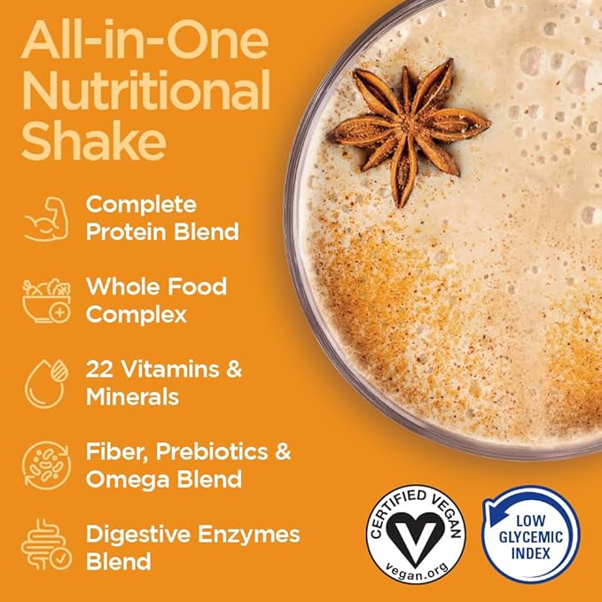 Vegansmart Naturade Plant Based Vegan Protein Powder - All-in-One Nutritional Shake Protein Blend - Gluten Free & Non-GMO - Chai (15 Servings)