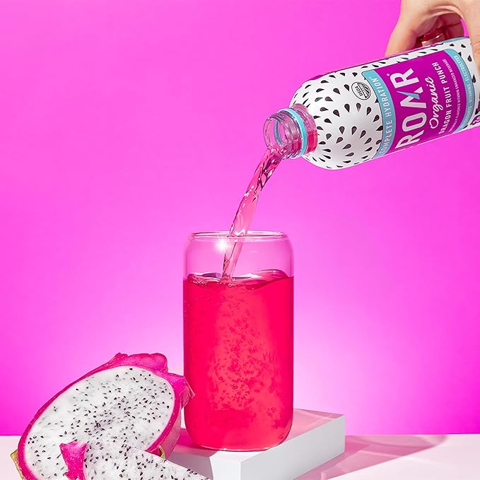 ROAR Complete Hydration Organic - Electrolyte Drinks with Vitamins C, B5, B12 – Non GMO, Gluten Free Hydrating Drinks - Dragonfruit Punch - 12 pc