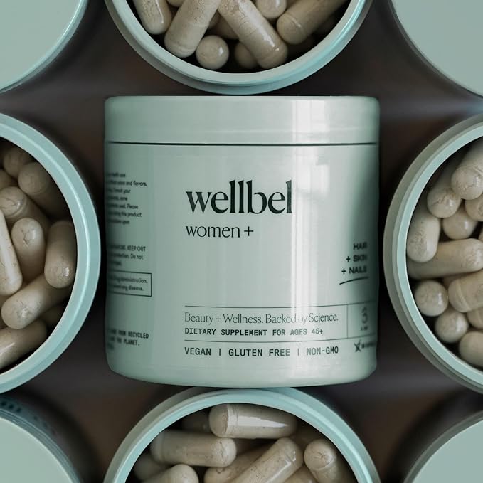 WELLBEL Women + Clean Supplement for Hair, Skin, and Nails, Vegan, Gluten Free, Non GMO 90 Count