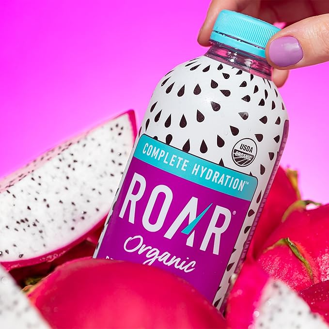 ROAR Complete Hydration Organic - Electrolyte Drinks with Vitamins C, B5, B12 – Non GMO, Gluten Free Hydrating Drinks - Dragonfruit Punch - 12 pc