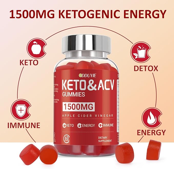 (2 Pack) Apple Cider Vinegar Gummies | Keto ACV Gummies for Energy with Vitamin B6 & B12 | ACV Supplement | Apple Flavor | 60 Vegan Gummies for Women and Men