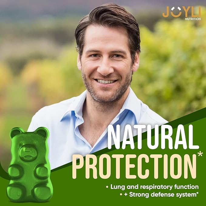 2 Pack - JOYLI Hemp Gummies for Lung Cleanse – Sugar-Free Vegan Gummies with Mullein Leaf, Reishi Mushroom, & Multivitamins – Natural Lung Support Supplement – 60 Gummies per Pack