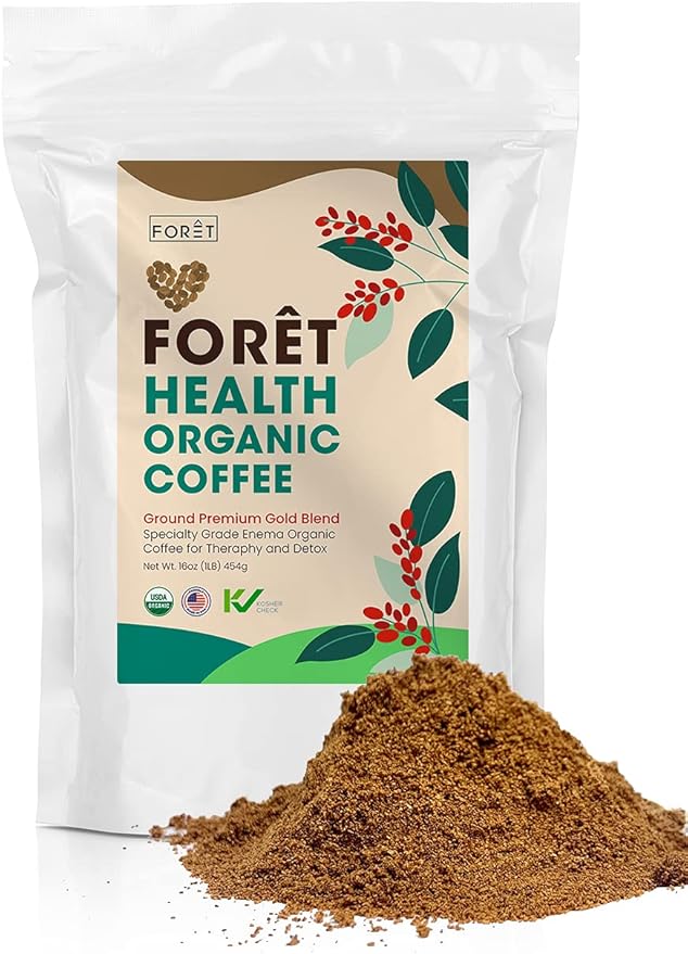 Foret Health Enema Coffee Organic for Detox Gerson Approved Therapy Roast Coffee |100% Arabica Organic Coffee Enema Solution Lightly Roasted 1lb Bag | Best Use With Coffee Enema Kit | Mold Free Coffee