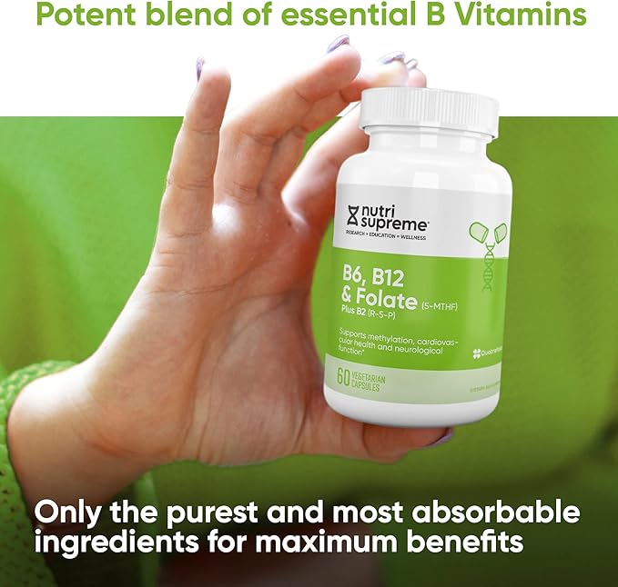 Nutri Supreme, Folate with B6 and B12, Helps Maintain Normal Homocysteine Levels and Cardiovascular Health, 60 Count, Kosher Certified