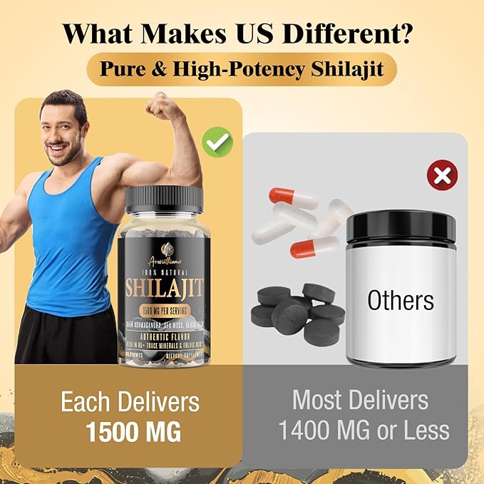 1500MG Shilajit Gummies for Men & Women, Shilajit Pure Himalayan Organic, with Ashwagandha, Sea Moss, Black Seed, Rich in Fulvic Acid, 85+ Trace Minerals, Authentic Flavor, 100% Natural, 60 Gummies