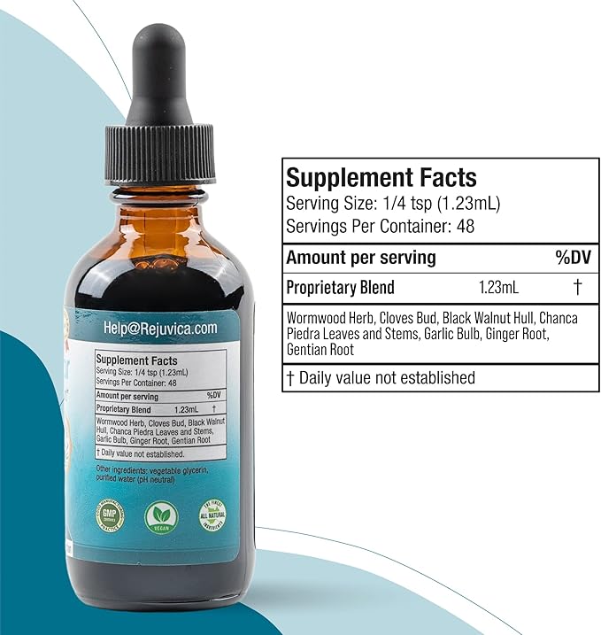 IntestiClear - Advanced Intestinal Cleanse Support for Humans - All-Herbal Liquid Formula for Fast Absorption - Bonus Liver Support - Wormwood, Black Walnut, Ginger and More