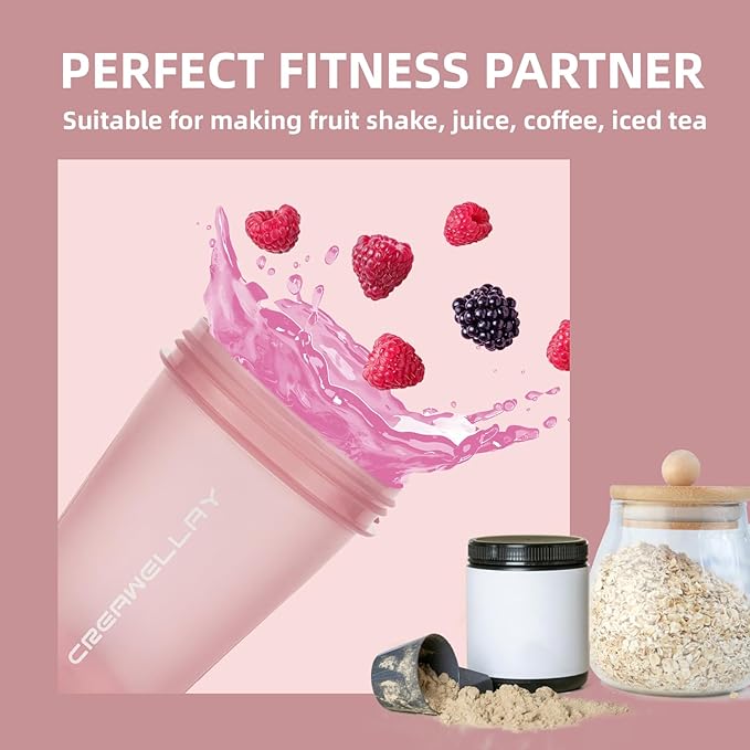 2 Pack Shaker Bottles for Protein Mixes, 17 oz Small Protein Shaker Bottle with Handle, Gym Shaker Cups with Blending Ball for Pre Workout, BPA-Free & Dishwasher Safe (Blue, Pink)