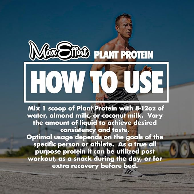 MAX EFFORT Plant Protein Powder, 19 G Pea Protein, Plant Based, Gluten Free, Low Carb, Protein Shake or Smoothie Mix, Meal Replacement, No Whey, No Sugar Substitutes, Chocolate Peanut Butter, 20 Srvg