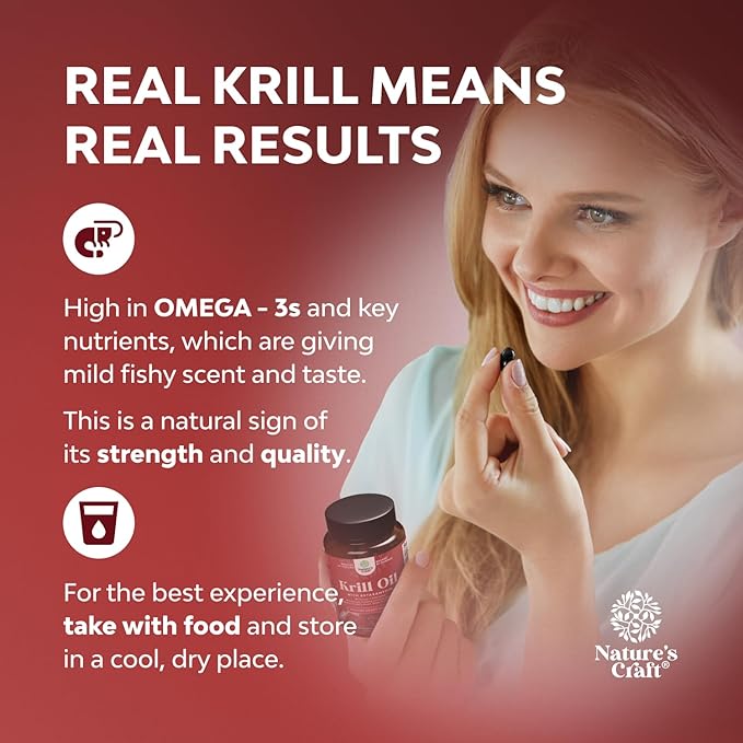Krill Omega 3 Fish Oil Softgels 500mg - Concentrated Krill EPA & DHA Fish Oil Omega 3 Supplement for Women & Men for Immune Support, Brain & Heart Health - Burpless Fatty Acids Supplement - 30 Count