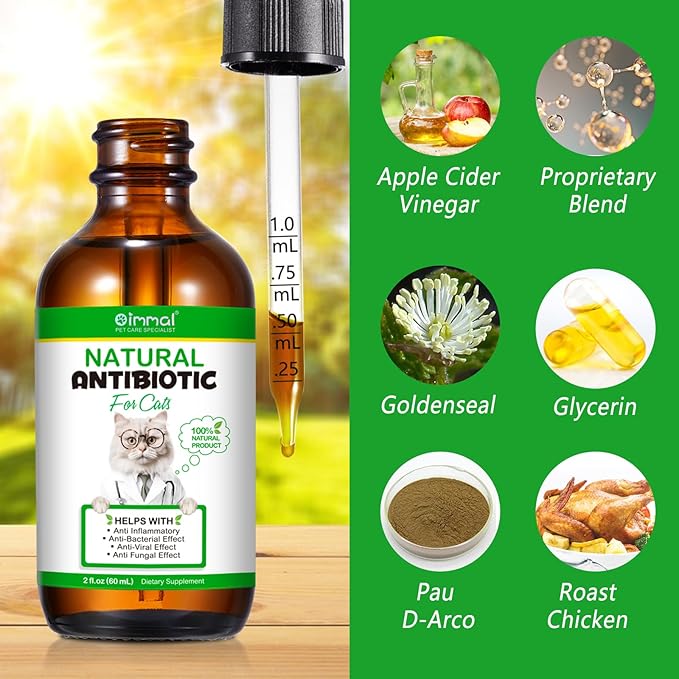 2 Pack Antibiotics for Cats, Premium Cat Antibiotics Supplemen, Natural Antibiotic for Cats, Pet Supplements, Cat Antibiotics Supports Immune & Cats Allergy Relief, Cats Multivitamin