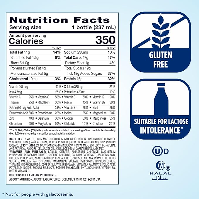 Ensure Plus Dark Chocolate Nutrition Shake, Meal Replacement Shake, 24 Count