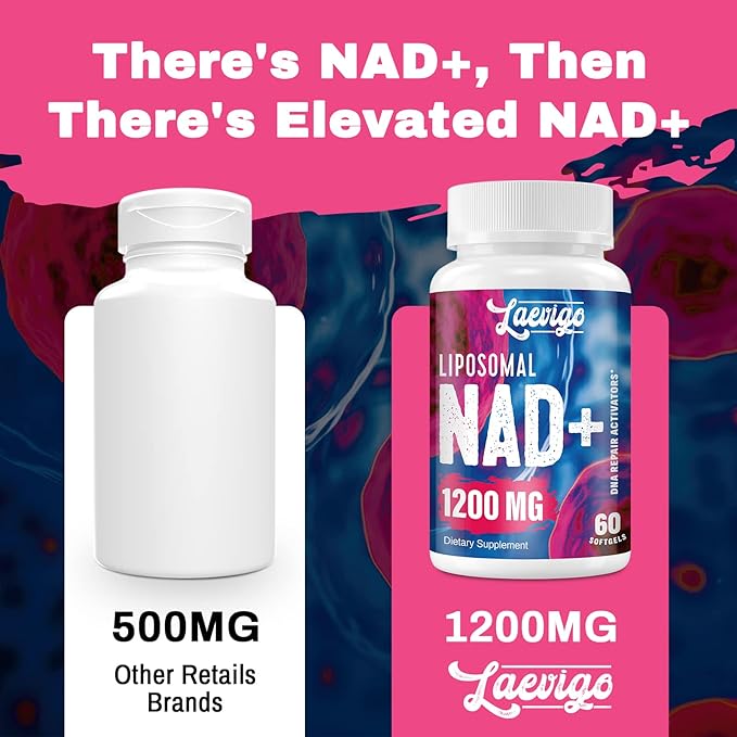 1200mg Liposomal NAD+ Supplement, Ultra Purity Actual NAD Supplement, Enhanced Absorption, Boosting NAD+, Age Defense, Energy, Metabolic Repair, Optimal NAD Supplement, 120 Softgels