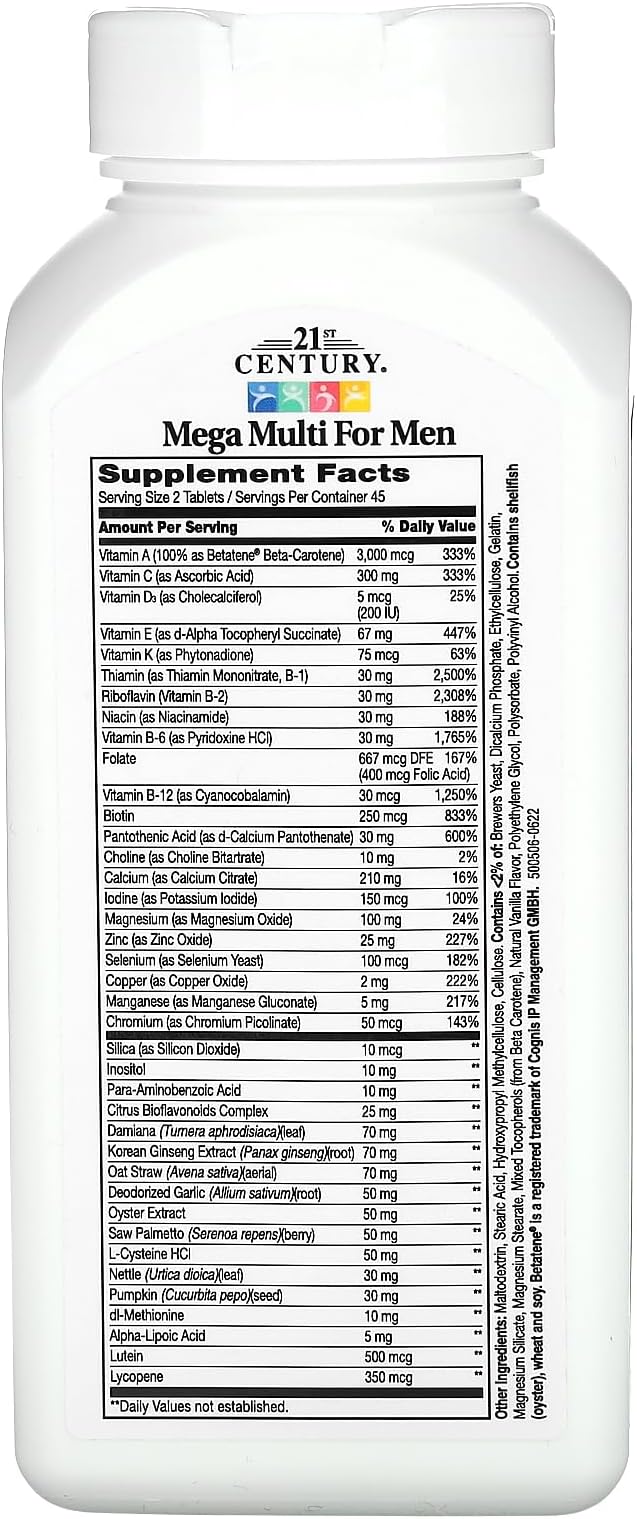 21st Century Mega Multi for Men Tablets, 90 Count