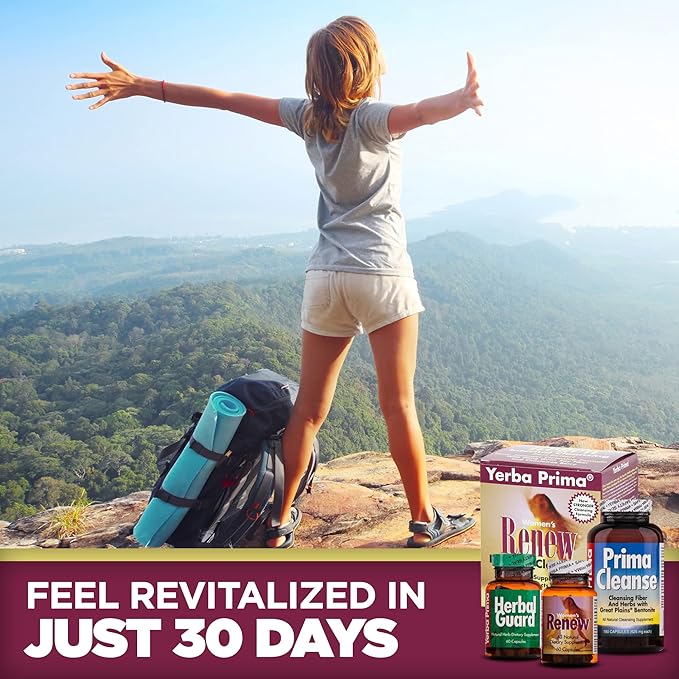 Yerba Prima Women’s Renew Internal Cleansing System - 30 Day Cleanse and Detox Kit - Female Detoxifying Herbal Support Supplements