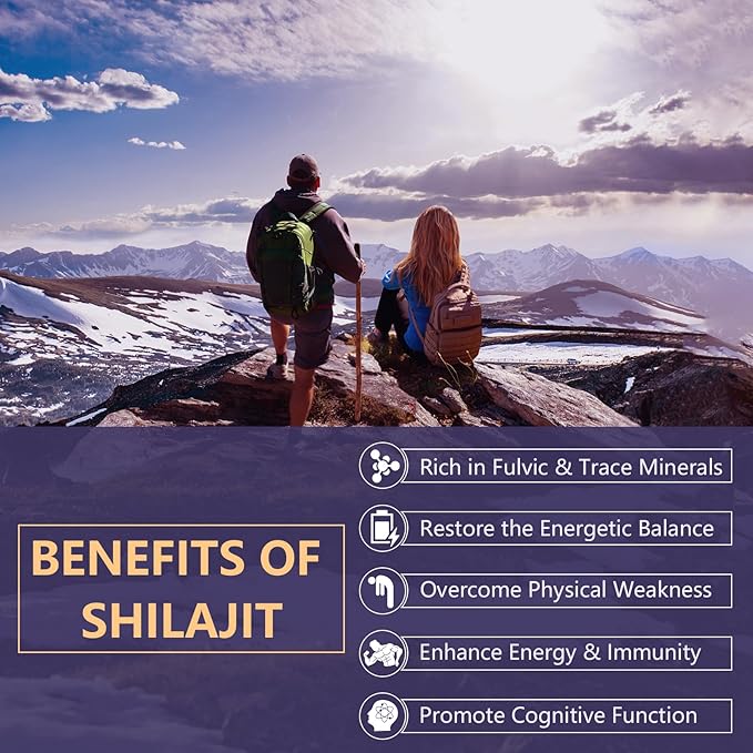 2000 MG Shilajit Supplement, Shilajit Resin Organic, Shilajit Capsules, 100% Pure Shilajit with 85+ Trace Minerals & 60% Fulvic Acid, Boost Energy & Immunity, Vegetarian, Natural, 120 Capsules