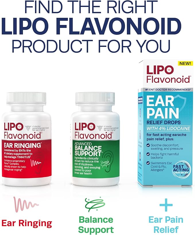 Lipo-Flavonoid Plus Tinnitus Relief - Doctor-Recommended for Ringing Ears - Clinically-Proven Lemon Bioflavonoid Complex with Vitamins C, B1, B2, B6, B12, & Calcium - 100 Caplets