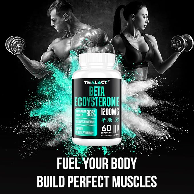 1200MG Beta Ecdysterone Supplement, 98% Maximum Purity Ecdysterone Supplements for Lean Muscle Mass, Athletic Performance & Strength, 120 Capsules