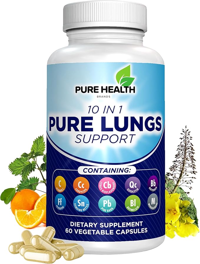 10 in 1 - Lung Detox & Cleanse for Smokers - Quit Smoking Aid - All-Natural Detox for Smokers, Promoting Clear Lungs & Lung Support - Vegan Supplement for Lung Detox; Supports Respiratory Health