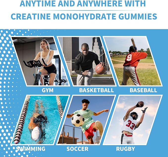 2 Pack Creatine Monohydrate Gummies for Men & Women, Chewable Creatine Monohydrate for Muscle Strength & Growth, Muscle Builder, Energy Boost, Pre-Workout Supplementm, Vegan, 120 Counts