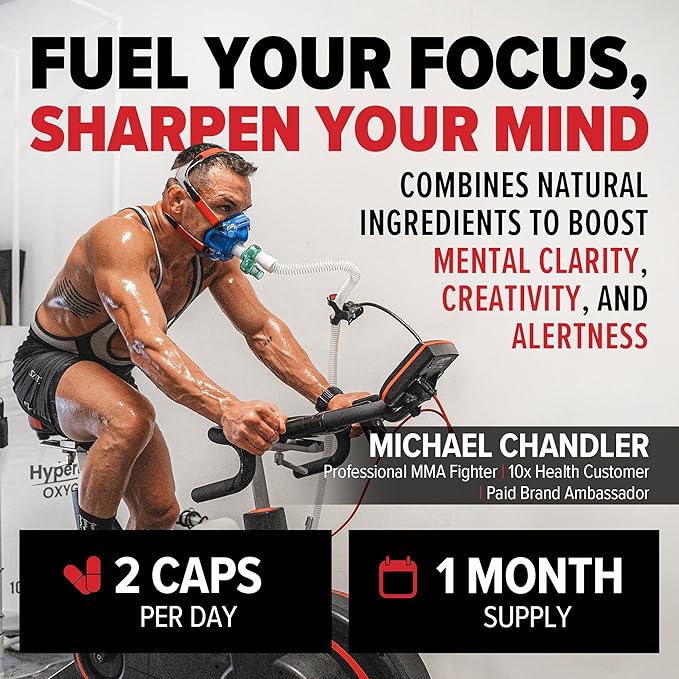 10X Health Focus Brain Supplements for Memory and Focus - Cognitive Supplement Boost Clarity, Alertness, and Energy with Huperzine-A, Ginkgo Biloba, and Rhodiola Rosea - 60 Capsules