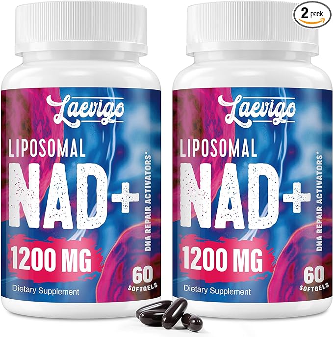 1200mg Liposomal NAD+ Supplement, Ultra Purity Actual NAD Supplement, Enhanced Absorption, Boosting NAD+, Age Defense, Energy, Metabolic Repair, Optimal NAD Supplement, 120 Softgels