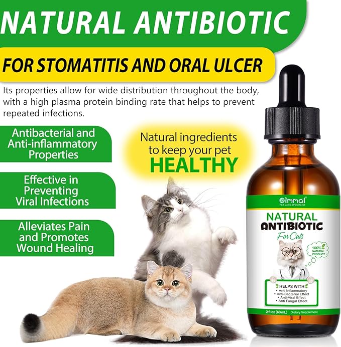 2 Pack Antibiotics for Cats, Premium Cat Antibiotics Supplemen, Natural Antibiotic for Cats, Pet Supplements, Cat Antibiotics Supports Immune & Cats Allergy Relief, Cats Multivitamin