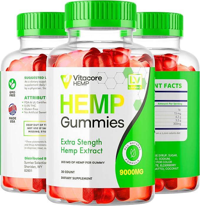1 Pack - Vitacore Gummies - Vitacore Hemp 30 Gummies for 1 Month, Vitacore Hemp Gummies 9000 MG Per Bottle, Vitacore Gummies Me with Great Taste, Vita Core Gummies.
