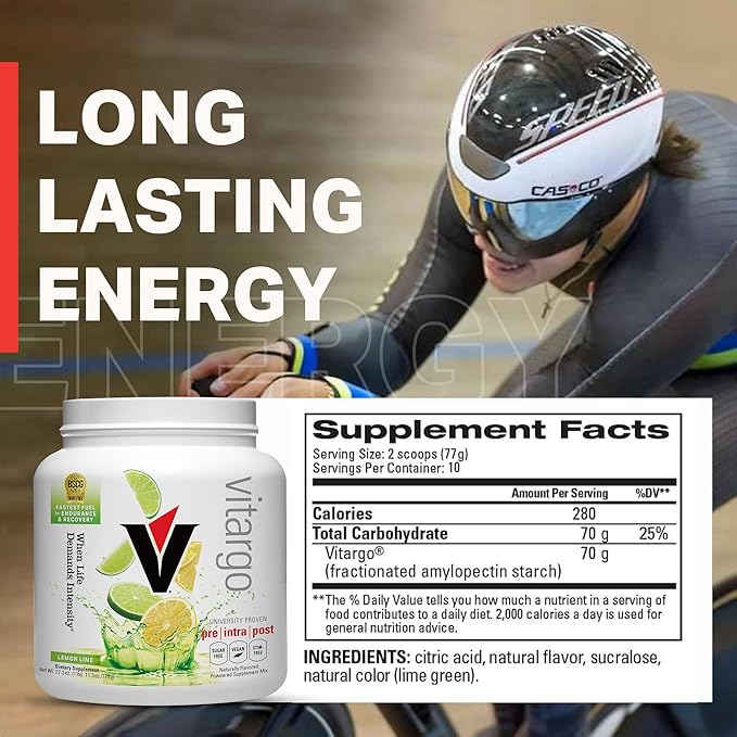Vitargo Carbohydrate Powder | Feed Muscle Glycogen 2X Faster | 1 LB Lemon & Lime Pre Workout & Post Workout | Carb Supplement for Recovery, Endurance, Gain Muscle Mass