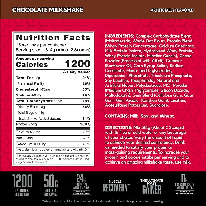 BSN TRUE-MASS Weight Gainer, Muscle Mass Gainer Protein Powder, Chocolate Milkshake, 10.38 Pound (Package May Vary)