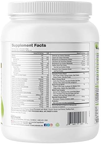 Naturade Vegansmart Plant Based Vegan Protein Powder - All-in-One Nutritional Shake Protein Blend - Gluten Free & Non-GMO - Chocolate (15 Servings) 24.3 Oz