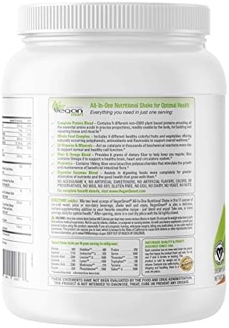 Naturade Vegansmart Plant Based Vegan Protein Powder - All-in-One Nutritional Shake Protein Blend - Gluten Free & Non-GMO - Chocolate (15 Servings) 24.3 Oz