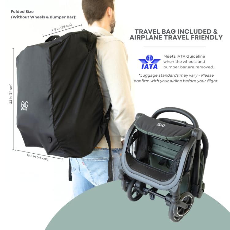 guzzie+Guss Oxygen v2 Lightweight Stroller – Compact, Foldable, Travel-Friendly for Baby, Infants and Toddlers - Raven