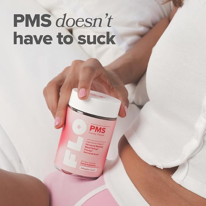 O Positiv FLO PMS Gummies for Women - Proactive PMS Relief - Targets Hormonal Breakouts, Bloating, Cramps, & Mood Swings with Chasteberry, Vitamin B6, & Lemon Balm - PMS Gummies (Pack of 1)-VitarraWellness