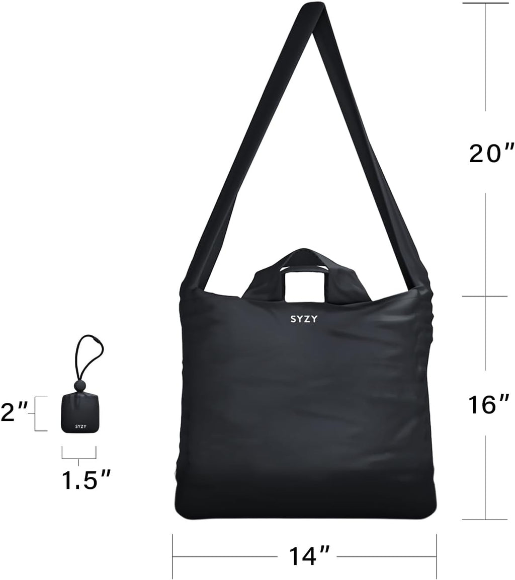 SYZY World's Most Compact Travel Tote Bag Portable Shopping Beach Market Bag - Reusable Collapsible Stuffable